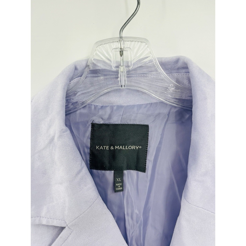 Kate and Mallory Moto Jacket Asymmetric Zip Lavender Microfiber Sueded Size XL - Picture 4 of 10
